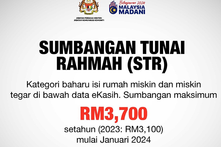 8.2 juta penerima Sumbangan Tunai Rahmah (STR) fasa 1 akan terima Isnin ini