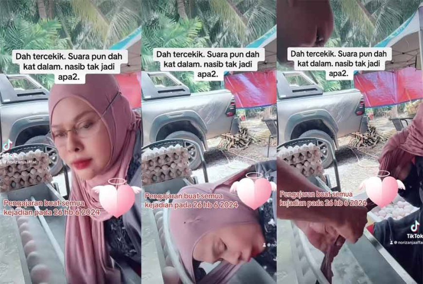 hampir ‘ditelan’ mesin selepas tudung terbelit