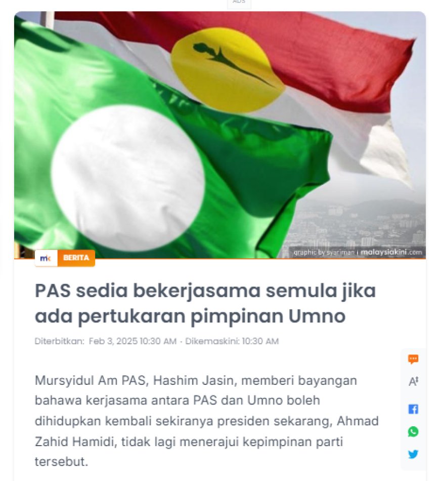 Sedia Kerjasama Dengan UMNO… Kenyataan Pas Hanya Mahu Balas Dendam