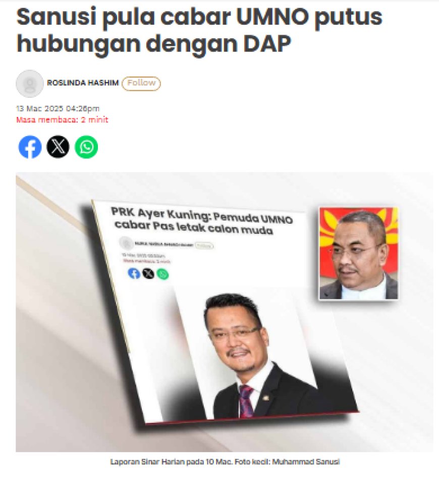 Provokasi Sanusi: UMNO Tetap Konsisten Atas Landasan Perjuangan Asal