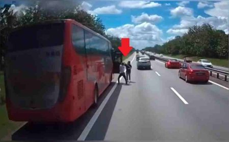 Berang kereta dilanggar, dua lelaki pukul pemandu bas di lebuh raya
