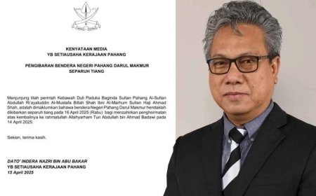 Bendera Pahang dikibar separuh, hormati pemergian Tun Abdullah