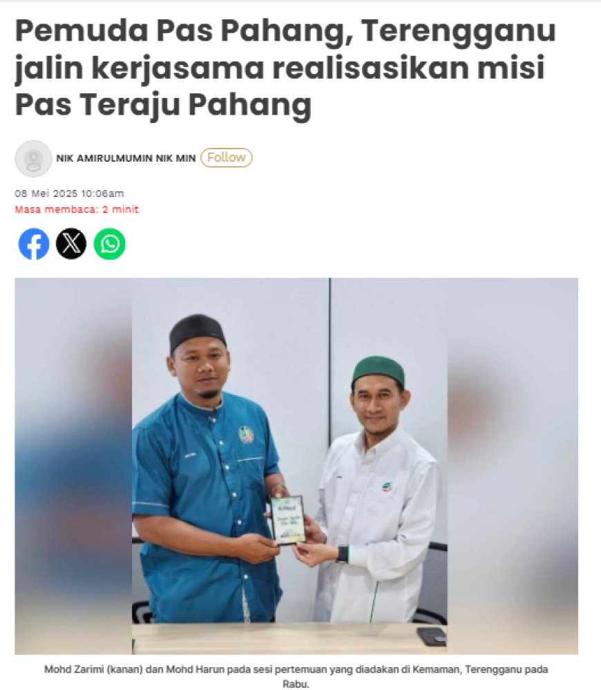 Kerjasama Pas Terengganu-Pahang: Baik Jaga Negeri Sendiri Dulu