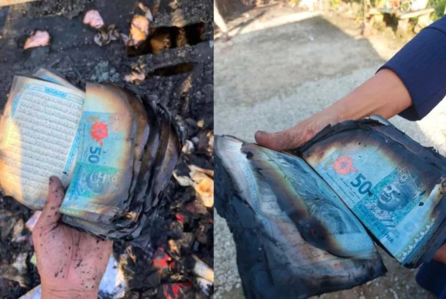 Wang tunai RM1,300 disimpan dalam al-Quran selamat dalam kebakaran