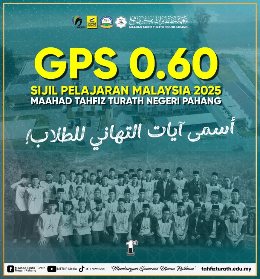 Maahad Tahfiz Turath Pahang Catat Sejarah: GPS 0.60, Antara Terbaik Kebangsaan