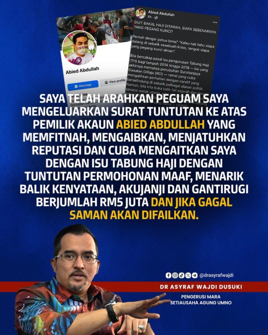 Dr Asyraf Akan Fail Gantirugi RM5 Juta Kepada Dua Pemfitnah