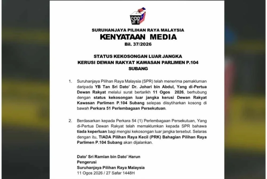 Tiada PRK Parlimen Subang - SPR