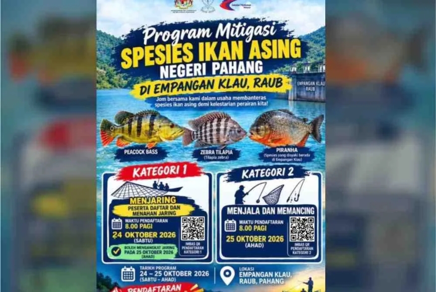 Peluang buru ikan asing termasuk piranha di Empangan Klau